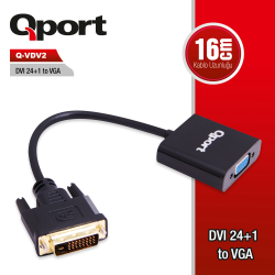 Qport Dvi To Vga 24+1  &Ccedil;Evi̇ri̇ci̇ (Yeni̇ Ekran Kartlariyla Uyumlu) (Q-Vdv2)