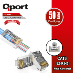 Qport Cat6 (50Li̇ Paket) Ez-Rj45 Yeni̇ Nesi̇l Metal Konnekt&Ouml;R (Q-J601Y)
