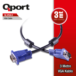 Qport 3M 15 Pi̇n Fi̇treli̇ Moni̇t&Ouml;R / Vga Kablo (Q-Vga3)