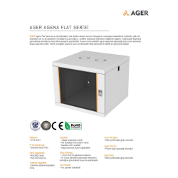 Ager Agena Flat Demonte 9U W=600Mm D=600Mm 19&#039;&#039; Duvar Tipi Kabinet 