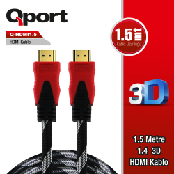 Qport 1.5M Altin U&Ccedil;Lu Hdmi Kablo 1.4V (Q-Hdmi1.5)