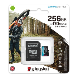 Kingston 256Gb Canvas Go Plus Microsdxc 170R A2 U3 V30 Card + Adapter