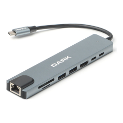 Dark Usb 3.1 Type C 9 In 1 Rj45, Hdmi, Tf Sd, Usb 3.0, Kulaklık Hub